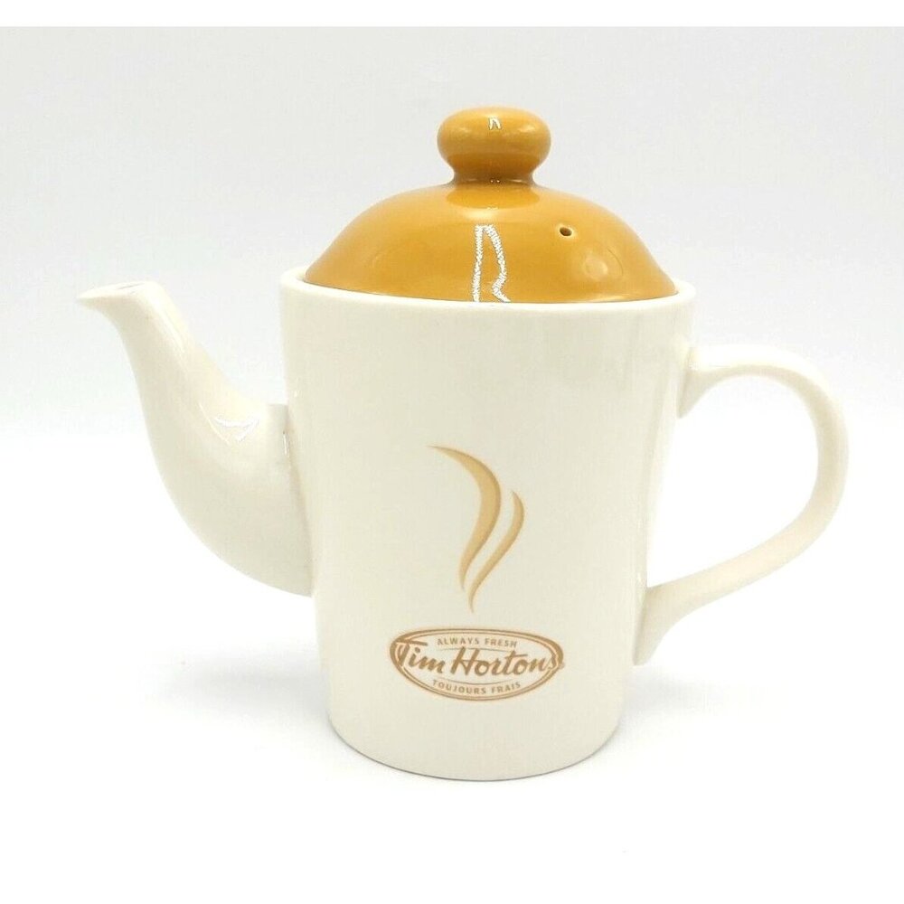 Tim Hortons Always Fresh 2 Cup Ceramic Tea Pot-Bilingual
